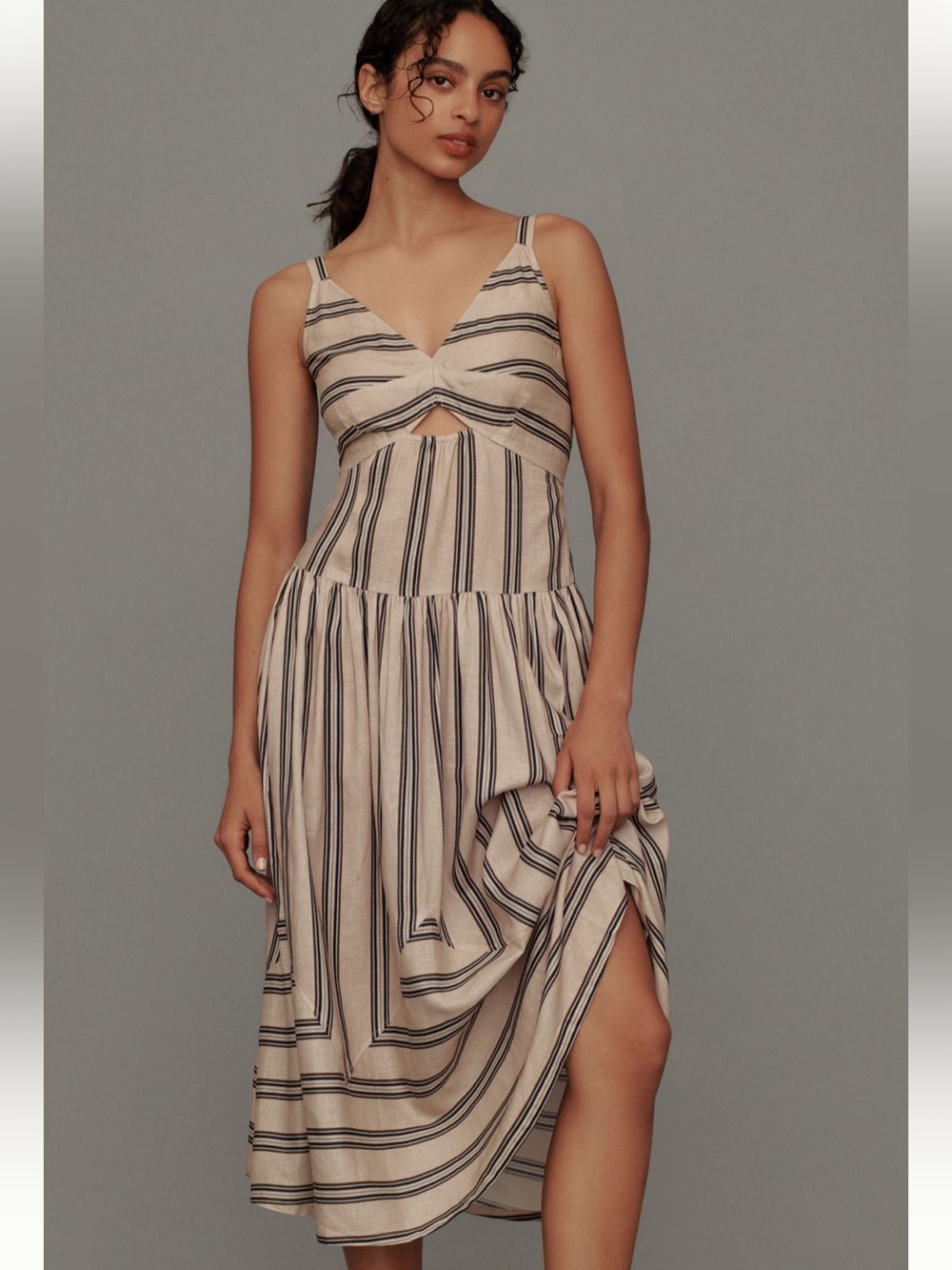Plenty by Tracy Reese Sleeveless Linen Fit
& Flare Midi Dress, L